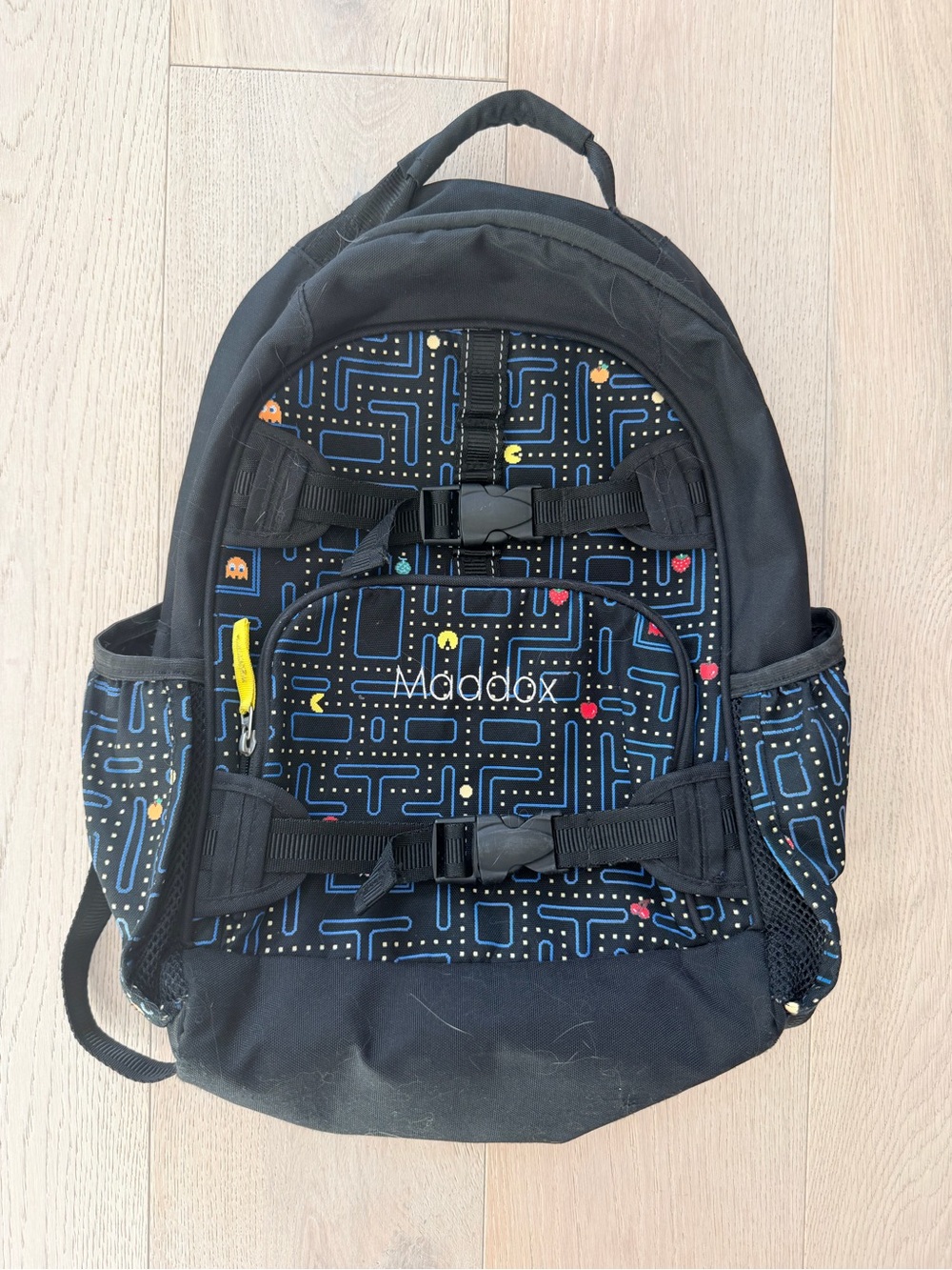 Pottery Barn Kids Black Pac-Man Print Backpack
